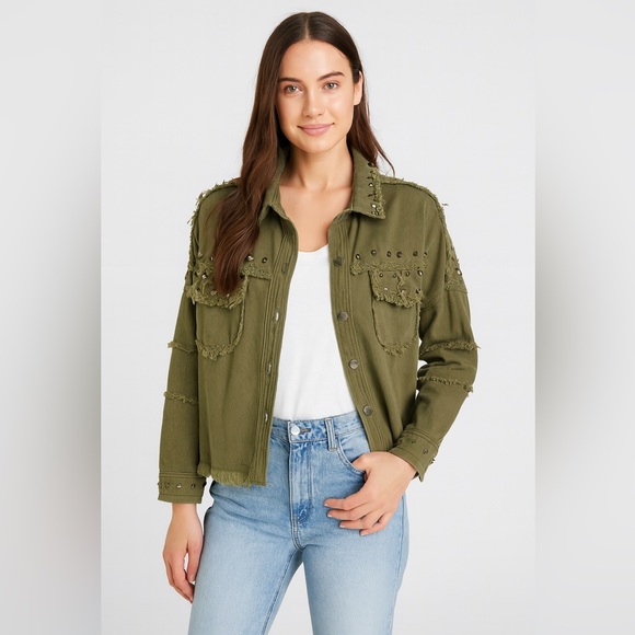 blue b Jackets & Blazers - Blue B Collection Studded Distressed Jean Jacket Medium Excellent Condition